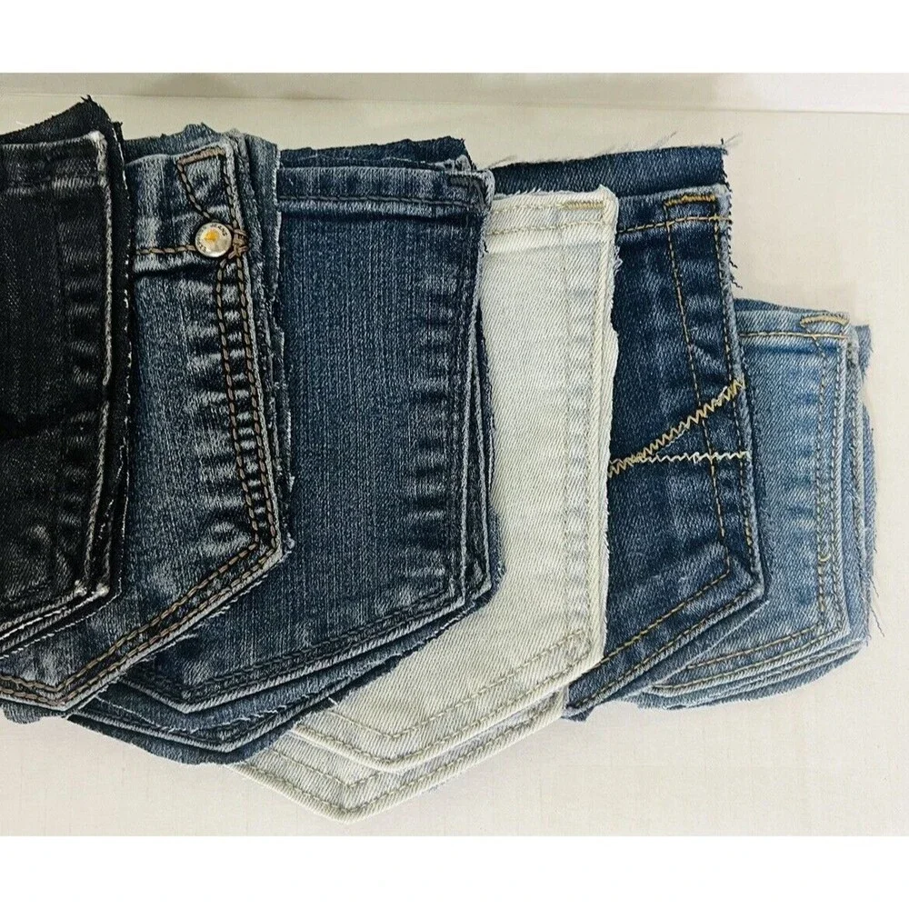 20 Denim Pockets Upcycled Variety Shades Sizes Condition Brands Upcycle Crafts - Picture 4 of 5